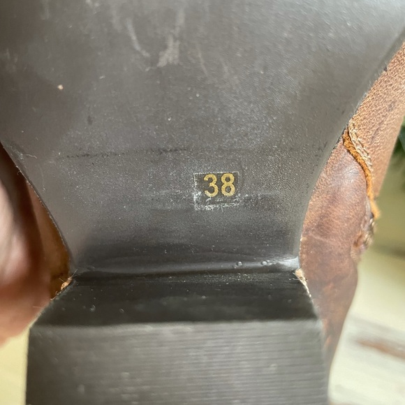 Cute Brown leather booties with leather stacked heel size 38 - Picture 4 of 6